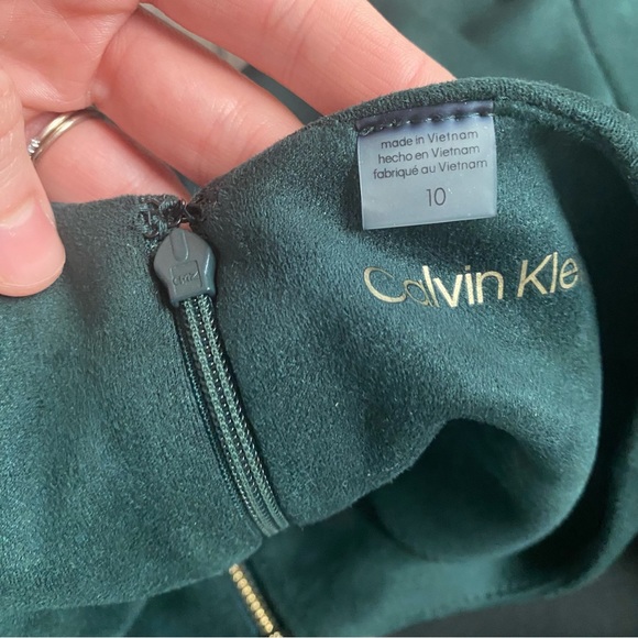 Calvin Klein Jewel Tone Suede Zipper Detail Dress - Picture 7 of 7